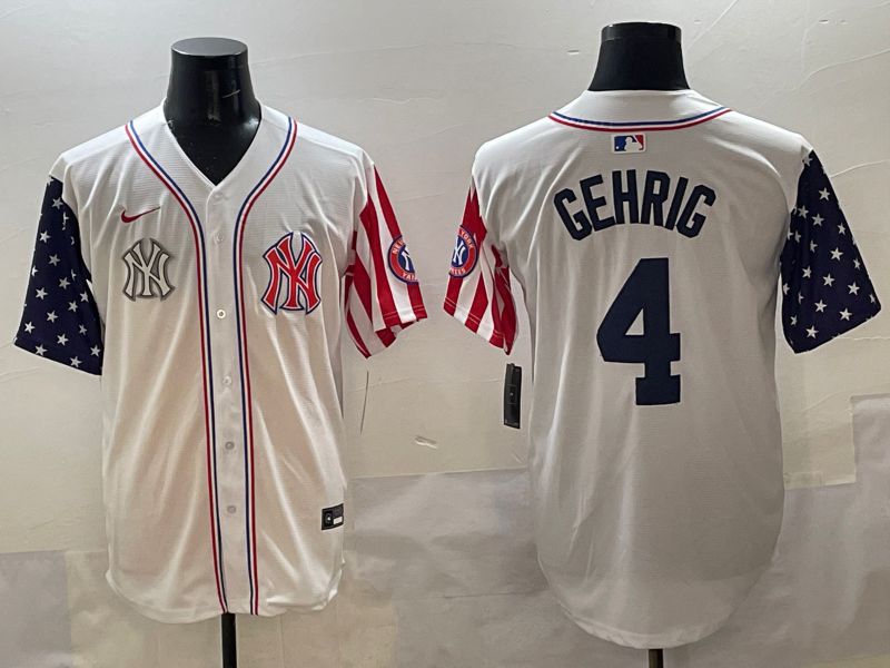 Men New York Yankees 4 Gehrig White a generation of national flags Jointly Name 2025 Nike MLB Jersey style 11